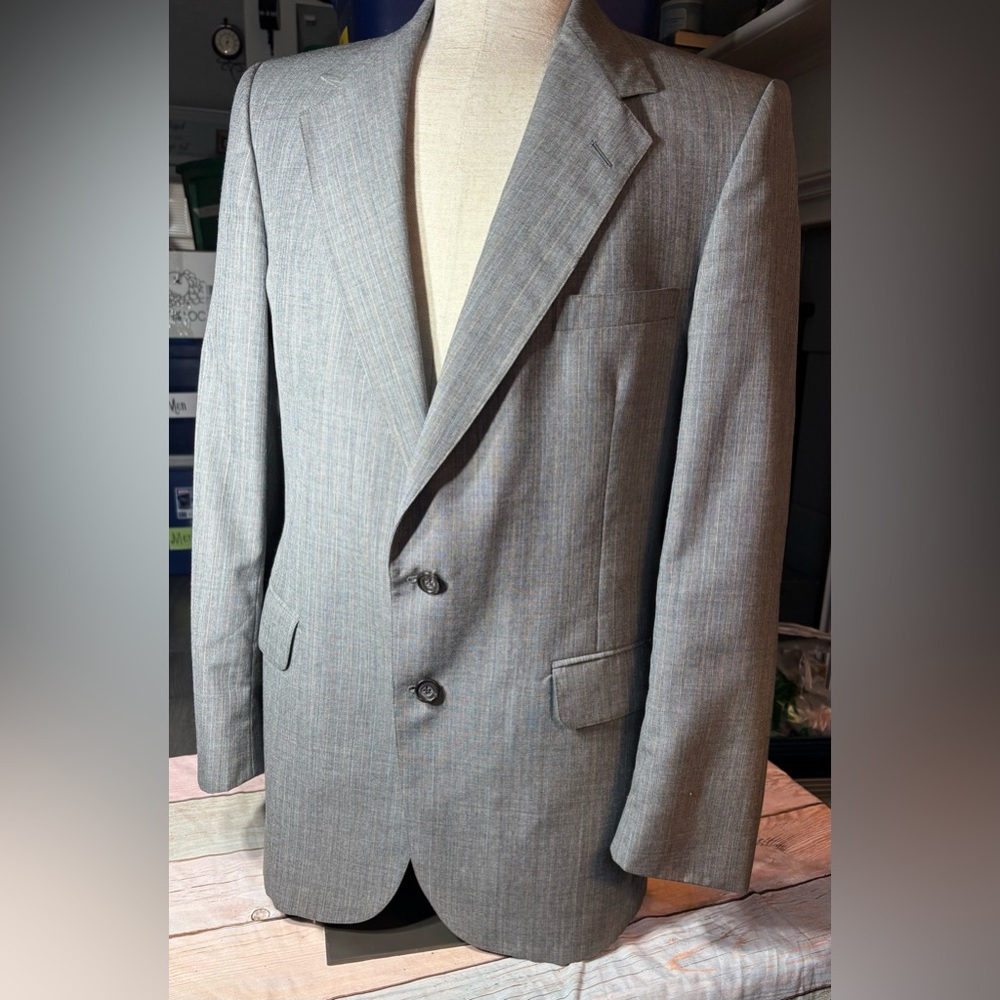Evan Picone Classic Gray Men's Blazer - Tailored Two-Button Jacket Size 42L EPC